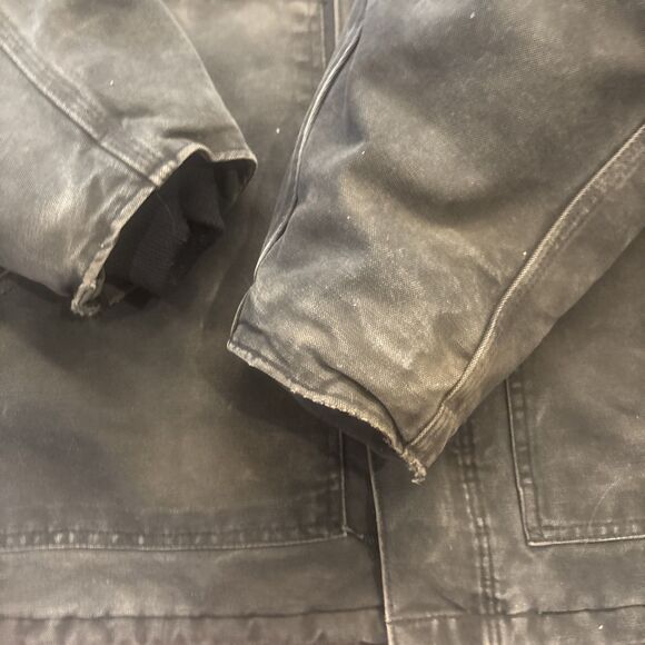 VTG Y2K Carhartt Mens XL Detroit Black Charcoal Duck Canvas Coat Quilt Lining - Picture 11 of 16